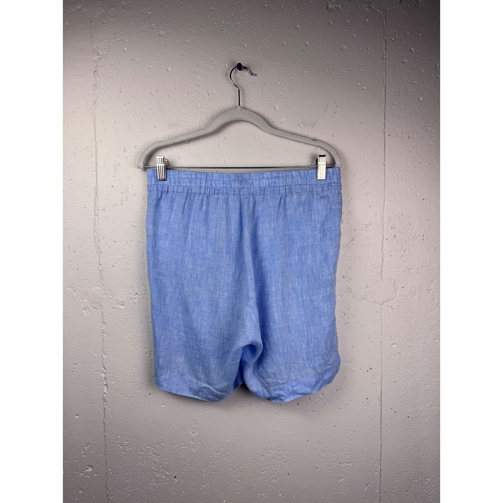 HIHO Men's 100% Linen Elastic Waist Resort Beach Shorts Blue‎ Men's Small - Picture 3 of 11